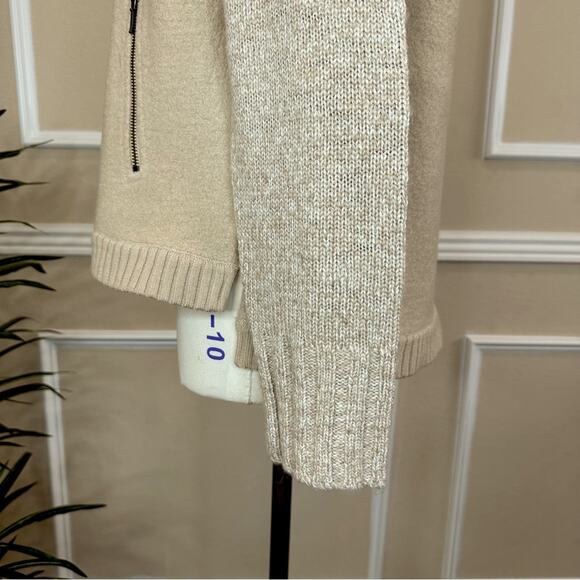 SUNDANCE  Merino Wool blend  Knit Stadium Jacket Tan Women’s Size L - Picture 7 of 12